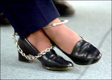 Shackles on Lemery's ankles